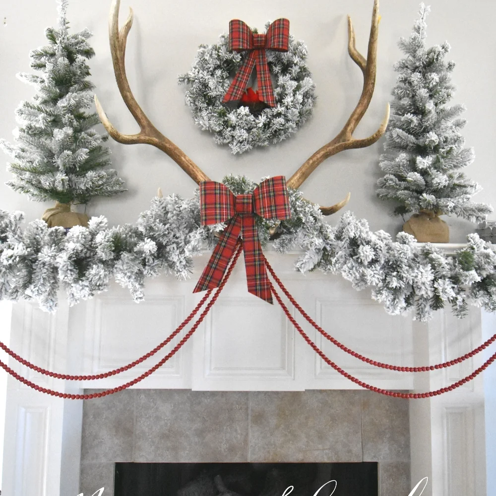 NWT RUSTIC FLOCKED CHRISTMAS LONG DOOR GARLAND